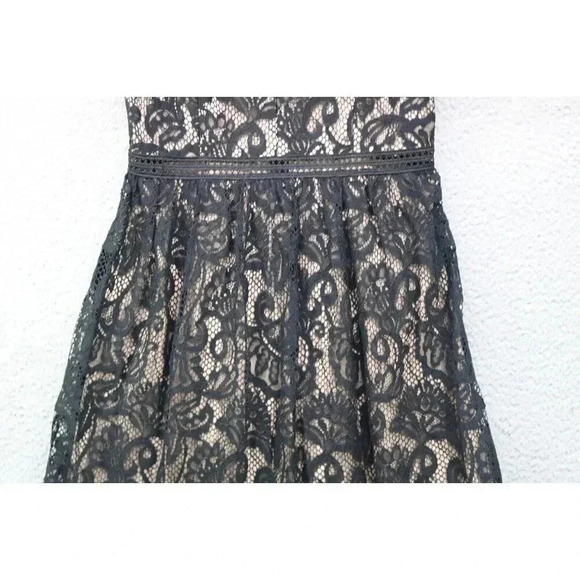 Altar'd State Black Lace Overlay A-Line Dress-Size Medium-Back Zip - Picture 3 of 12